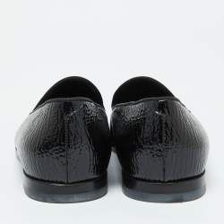 Giorgio Armani Black Patent Leather Smoking Slippers Size 39