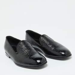 Giorgio Armani Black Patent Leather Smoking Slippers Size 39