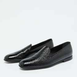 Giorgio Armani Black Patent Leather Smoking Slippers Size 39