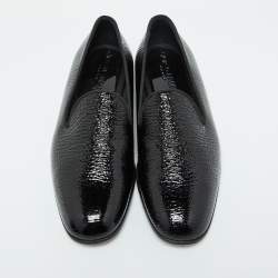 Giorgio Armani Black Patent Leather Smoking Slippers Size 39