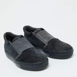 Giorgio Armani Blue/Grey Suede and LeatherSlip On Sneakers Size 39
