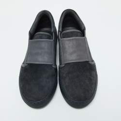Giorgio Armani Blue/Grey Suede and LeatherSlip On Sneakers Size 39