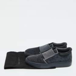 Giorgio Armani Blue/Grey Suede and LeatherSlip On Sneakers Size 39