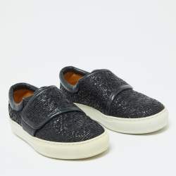 Giorgio Armani Dark Blue Woven Leather Slip On Sneakers Size 39