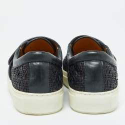Giorgio Armani Dark Blue Woven Leather Slip On Sneakers Size 39
