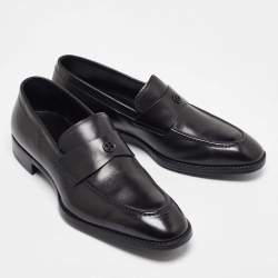 Giorgio Armani Black Leather Loafers Size 39