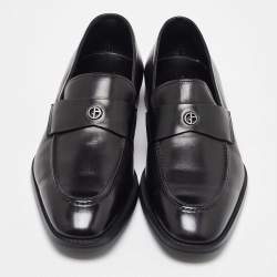 Giorgio Armani Black Leather Loafers Size 39