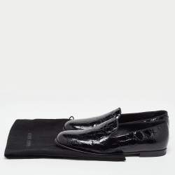 Giorgio Armani Black Croc Embossed Patent Leather Loafers Size 38