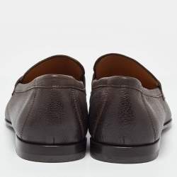 Pre Owned Giorgio Armani Brown Leather Loafers Size 39