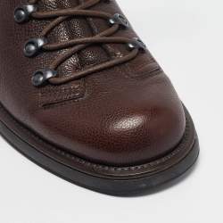 Giorgio Armani Brown Leather Lace Up Sneakers 44.5