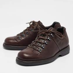 Giorgio Armani Brown Leather Lace Up Sneakers 44.5