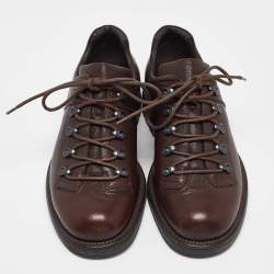 Giorgio Armani Brown Leather Lace Up Sneakers 44.5