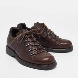 Giorgio Armani Brown Leather Lace Up Sneakers 44.5
