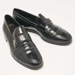 Giorgio Armani Black Leather Logo Slip On Loafers Size 41