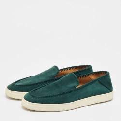 Giorgio Armani Green Suede Galleria Slip On Sneakers Size 42