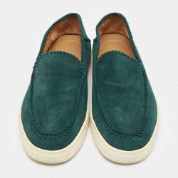 Giorgio Armani Green Suede Galleria Slip On Sneakers Size 42
