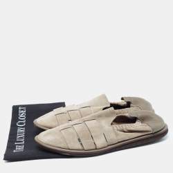 Giorgio Armani Grey Leather and Suede Slipery Flats Size 43