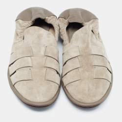 Giorgio Armani Grey Leather and Suede Slipery Flats Size 43