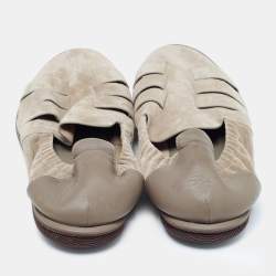 Giorgio Armani Grey Leather and Suede Slipery Flats Size 43