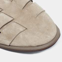 Giorgio Armani Grey Leather and Suede Slipery Flats Size 43
