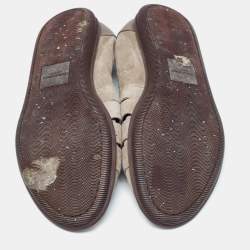 Giorgio Armani Grey Leather and Suede Slipery Flats Size 43