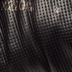 Giorgio Armani Black Croc Embossed Leather Lace Up Sneakers Size 43