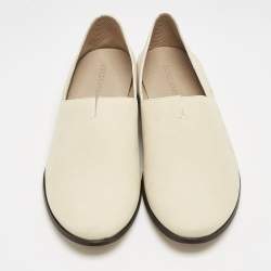 Giorgio Armani Cream Leather Slip On Loafers Size 42