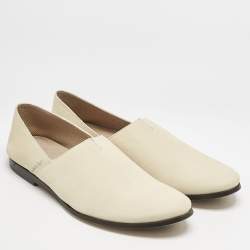 Giorgio Armani Cream Leather Slip On Loafers Size 42