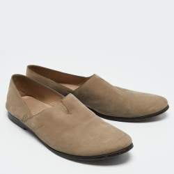 Giorgio Armani Beige Leather Slip On Loafers Size 42