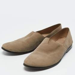 Giorgio Armani Beige Leather Slip On Loafers Size 42