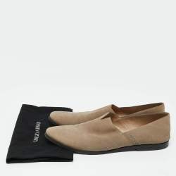 Giorgio Armani Beige Leather Slip On Loafers Size 42