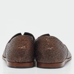 Giorgio Armani Brown Leather Smoking Loafers Size 42.5
