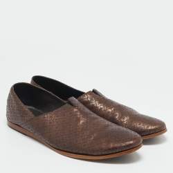 Giorgio Armani Brown Leather Smoking Loafers Size 42.5