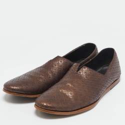 Giorgio Armani Brown Leather Smoking Loafers Size 42.5