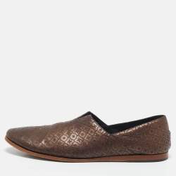 Giorgio Armani Brown Leather Smoking Loafers Size 42.5