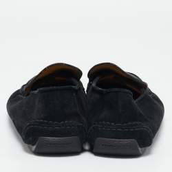 Giorgio Armani Navy Blue Suede Slip On Loafers Size 43