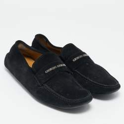 Giorgio Armani Navy Blue Suede Slip On Loafers Size 43