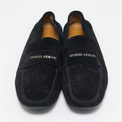 Giorgio Armani Navy Blue Suede Slip On Loafers Size 43
