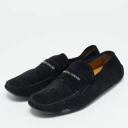 Giorgio Armani Navy Blue Suede Slip On Loafers Size 43