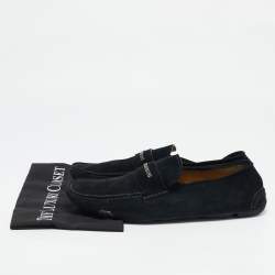 Giorgio Armani Navy Blue Suede Slip On Loafers Size 43