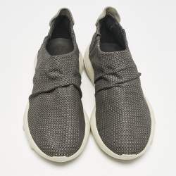 Giorgio Armani Grey/White Fabric and Suede Low Top Sneakers Size 41