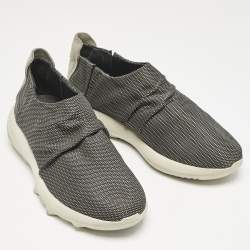 Giorgio Armani Grey/White Fabric and Suede Low Top Sneakers Size 41