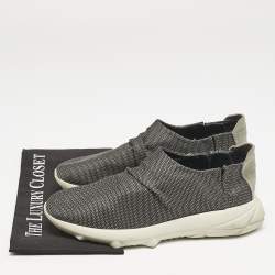 Giorgio Armani Grey/White Fabric and Suede Low Top Sneakers Size 41