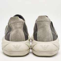 Giorgio Armani Grey/White Fabric and Suede Low Top Sneakers Size 41