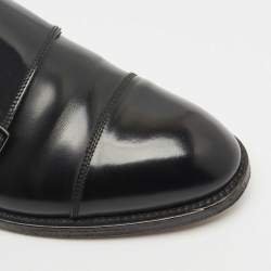 Pre Owned Giorgio Armani Black Leather Monk Strap Oxfords Size 42