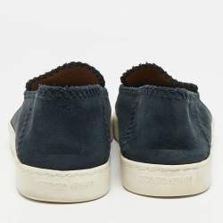 Pre Owned Giorgio Armani Navy Blue Suede Galleria Slip On Sneakers Size 42