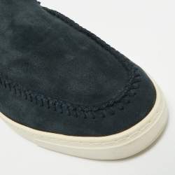 Pre Owned Giorgio Armani Navy Blue Suede Galleria Slip On Sneakers Size 42