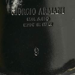 Pre Owned Giorgio Armani Navy Blue Velvet Embroidered Logo Slip On Loafers Size 43      