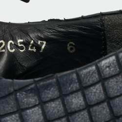 Pre Owned Giorgio Armani Navy Blue Woven Leather Low Top Sneakers Size 40