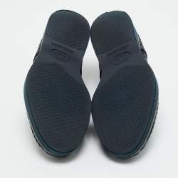 Pre Owned Giorgio Armani Navy Blue Woven Leather Low Top Sneakers Size 40